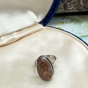 Vintage Sterling silver natural stone ring